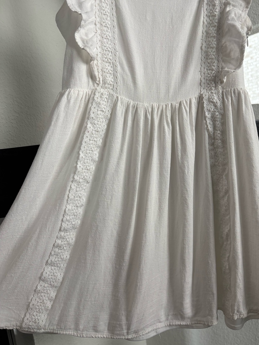 Altar’d State White Lace Trim Ruffle Mini Dress Cottagecore Boho Size S - Picture 4 of 10